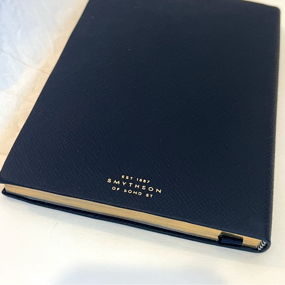 NIB Smythson THE SOHO Notebook in Navy - Leather - Personalized w/ letters “MB” - Picture 2 of 10